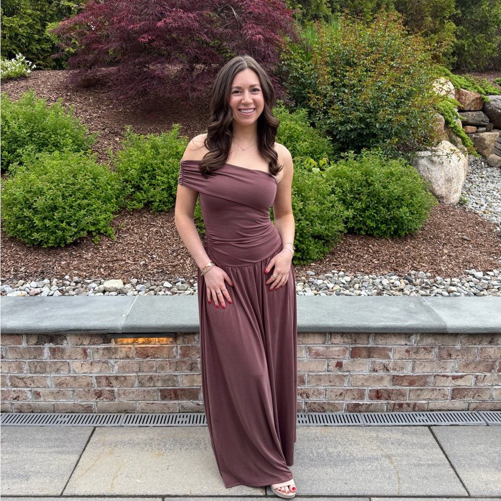 Elegant Off-Shoulder Mauve Dress